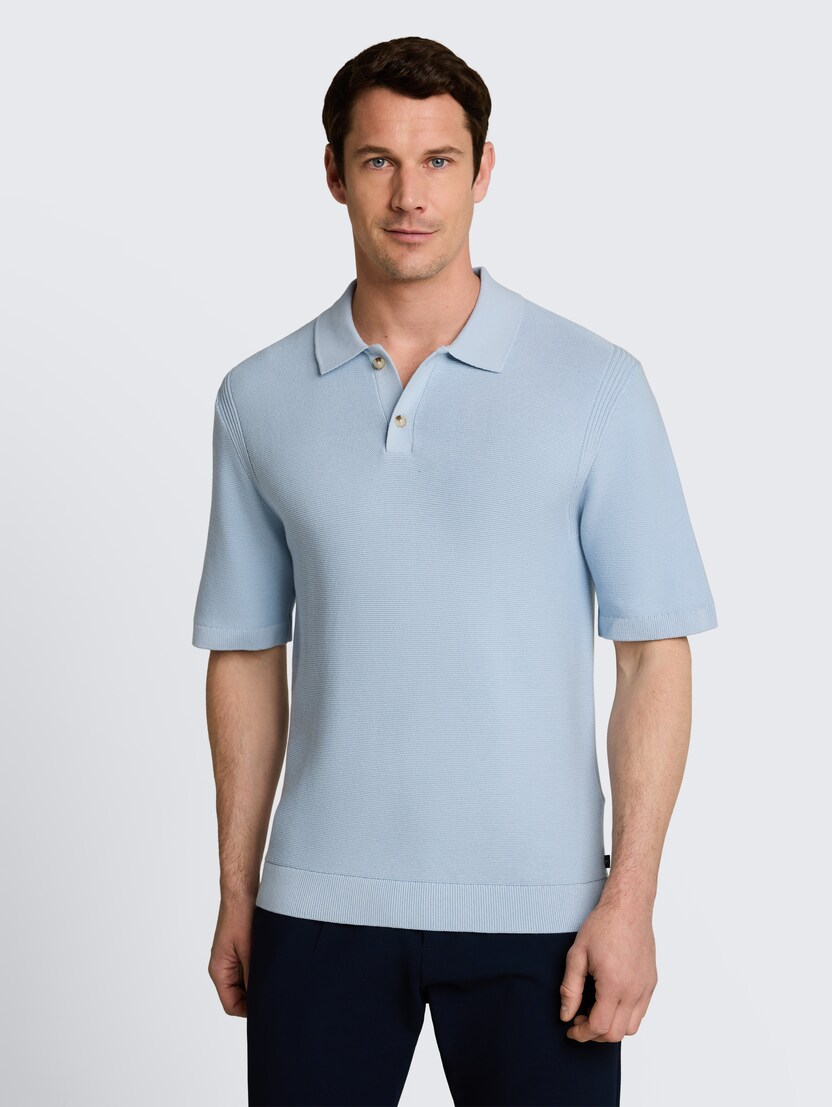 Pletena polo majica - Plava-1052123-35249-14