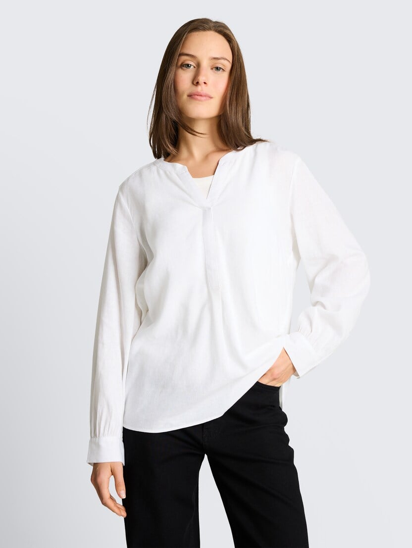 Bluza od mešavine lana - Bela_1497638