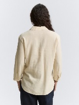 Bluză din amestec de in - Bej_5451307