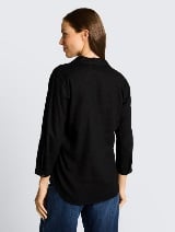 Bluză din amestec de in - Negru_4445583