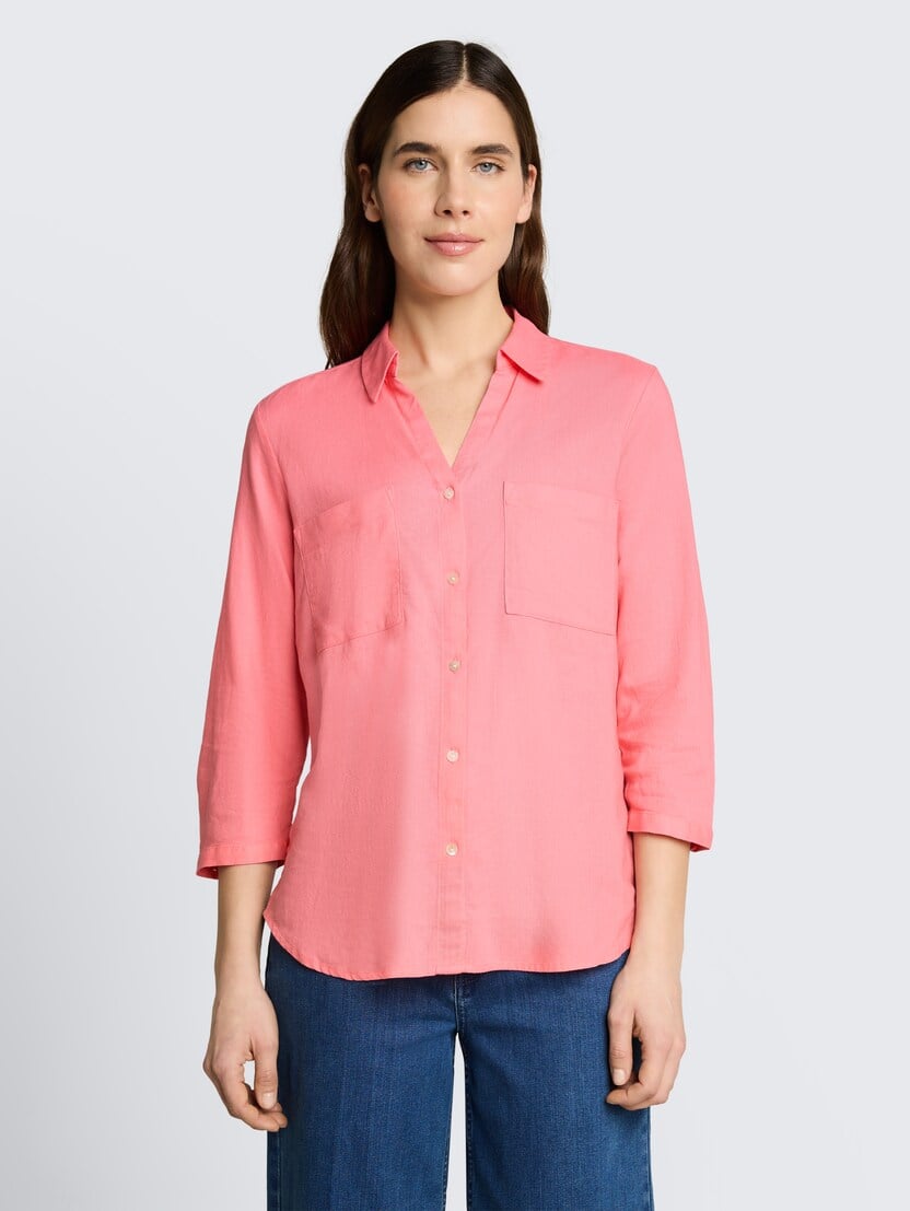 Bluza od mešavine lana - Roze_4715656