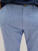 Pantaloni chino din bumbac şi in - Albastru_3740772