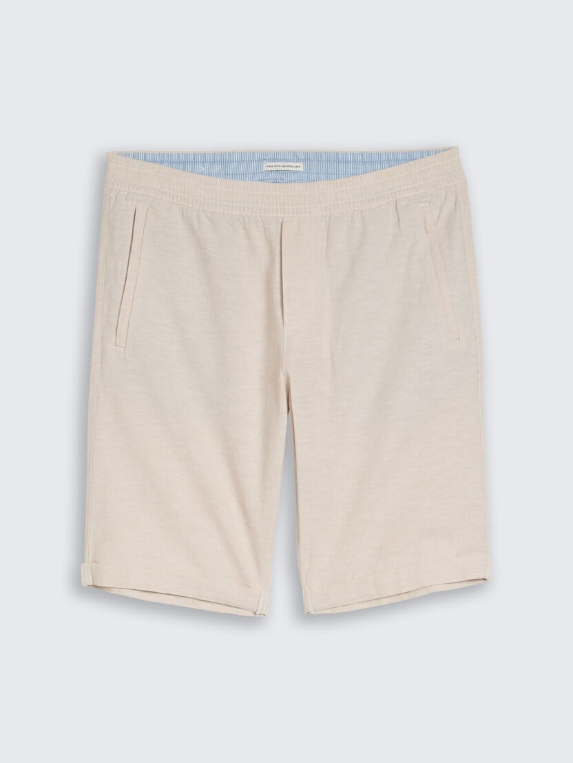 Pantaloni scurţi din bumbac şi in - Bej_3271264