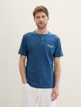 Črtasta majica s Henley izrezom - Modra_3236317