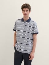 Tricou polo în dungi - Albastru_9655121