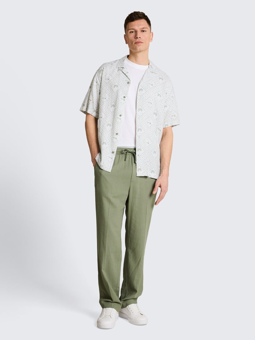 Pantalone od mešavine lana - Zelena_3398684