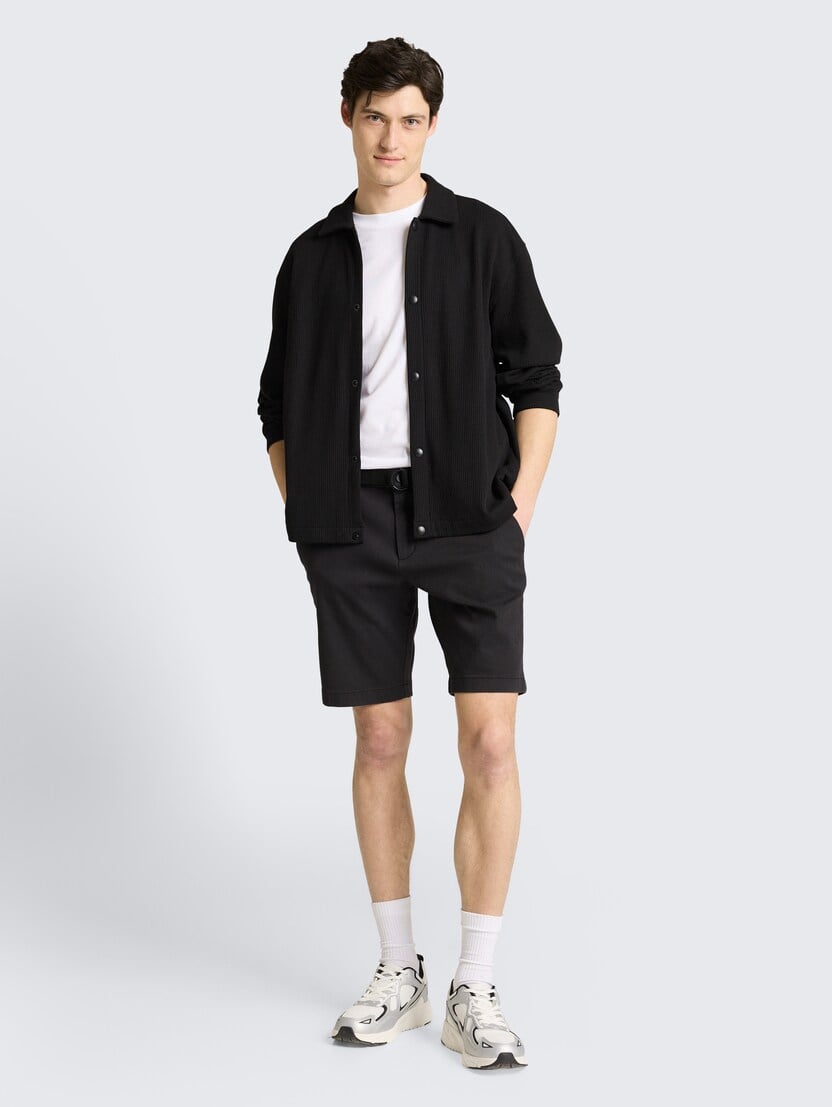 Pantaloni scurţi chino cu curea - Negru-1051937-40054-16