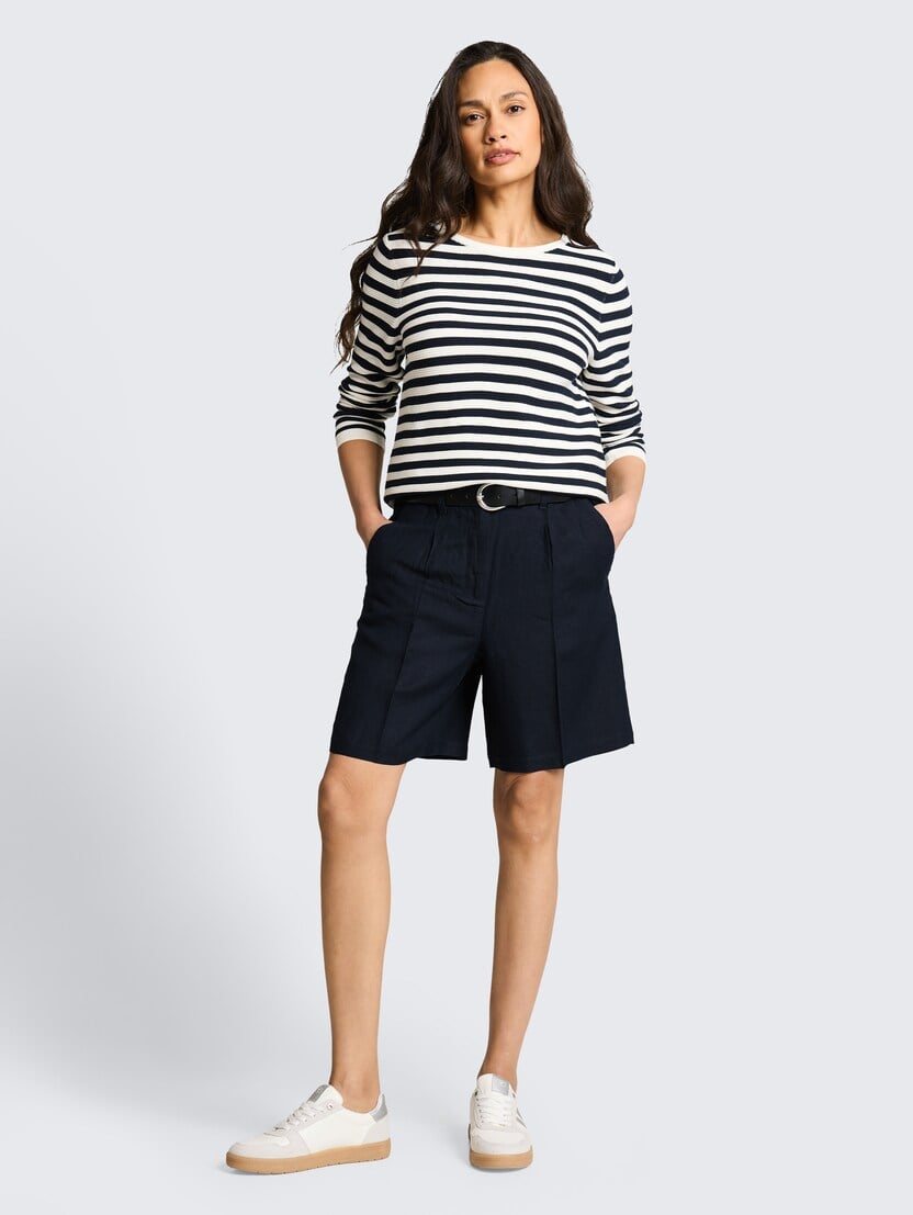Kratke pantalone od mešavine lana - Plava_2259066