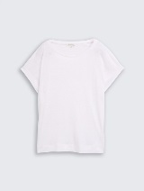 Tricou din bumbac şi in - Alb_8615988