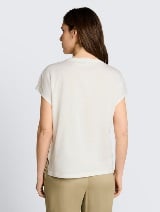 Tricou mix materiale - Alb_4194978