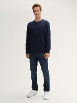 Majica s Henley izrezom - Plava_6773100