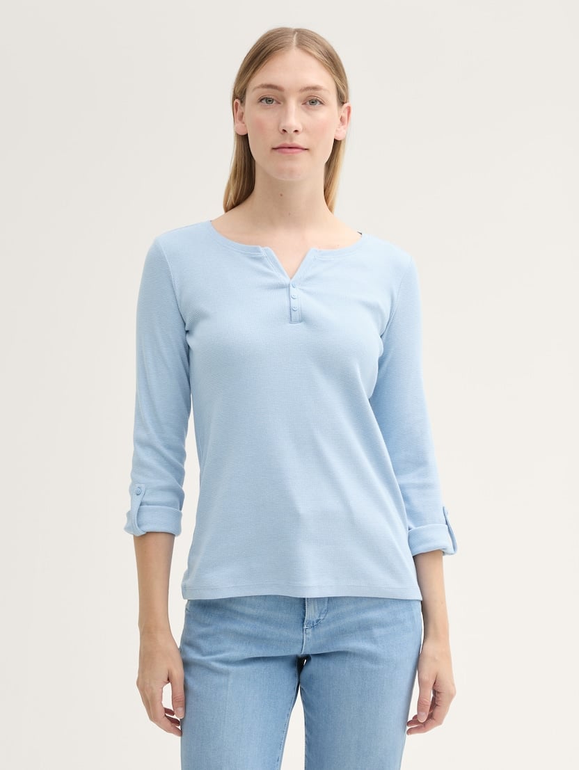 Majica s Henley izrezom - Vzorec/večbarvna_5611582