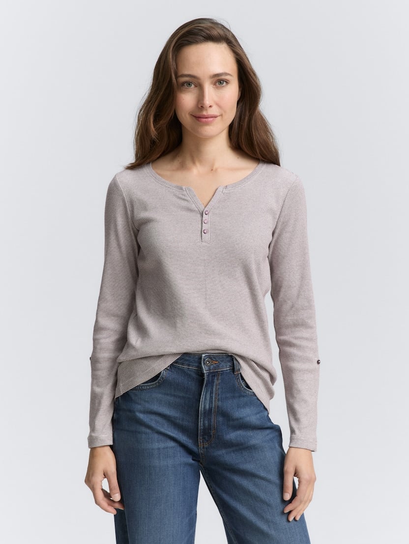 Majica s Henley izrezom - Uzorak/višebojna_9152294