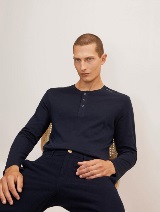 Majica s Henley izrezom - Plava_6662891