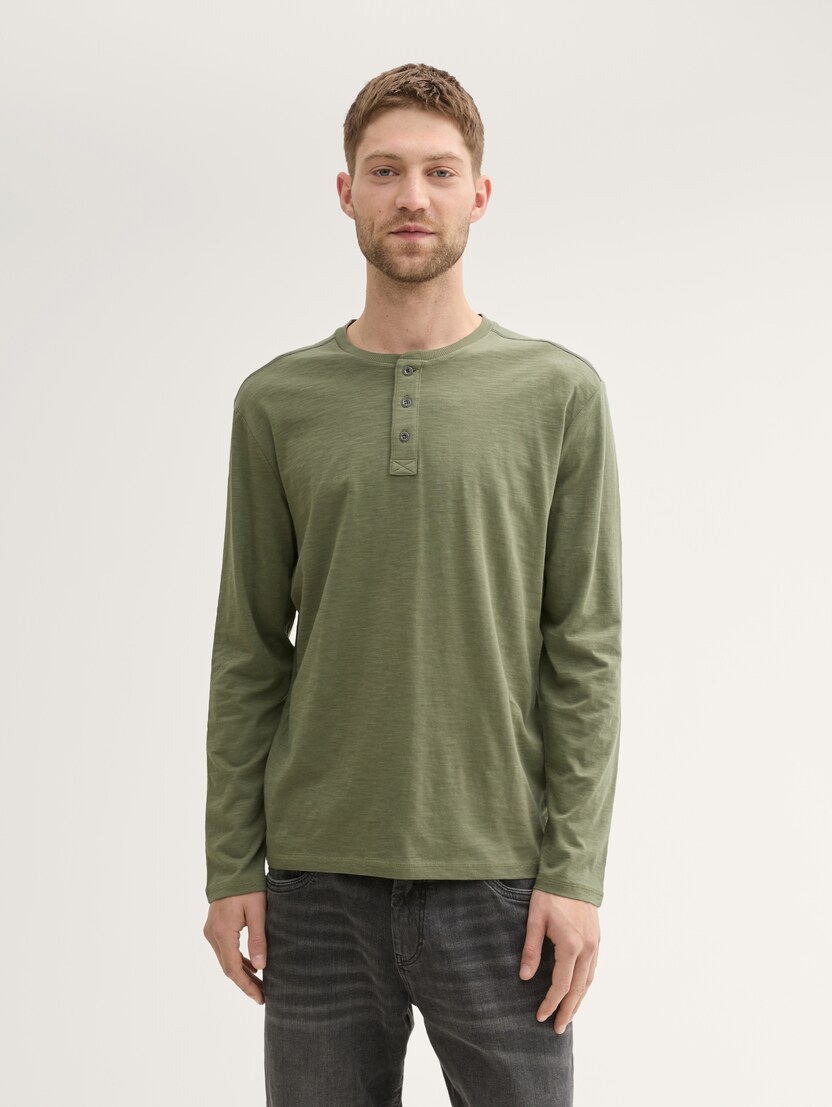 Majica s Henley izrezom - Zelena