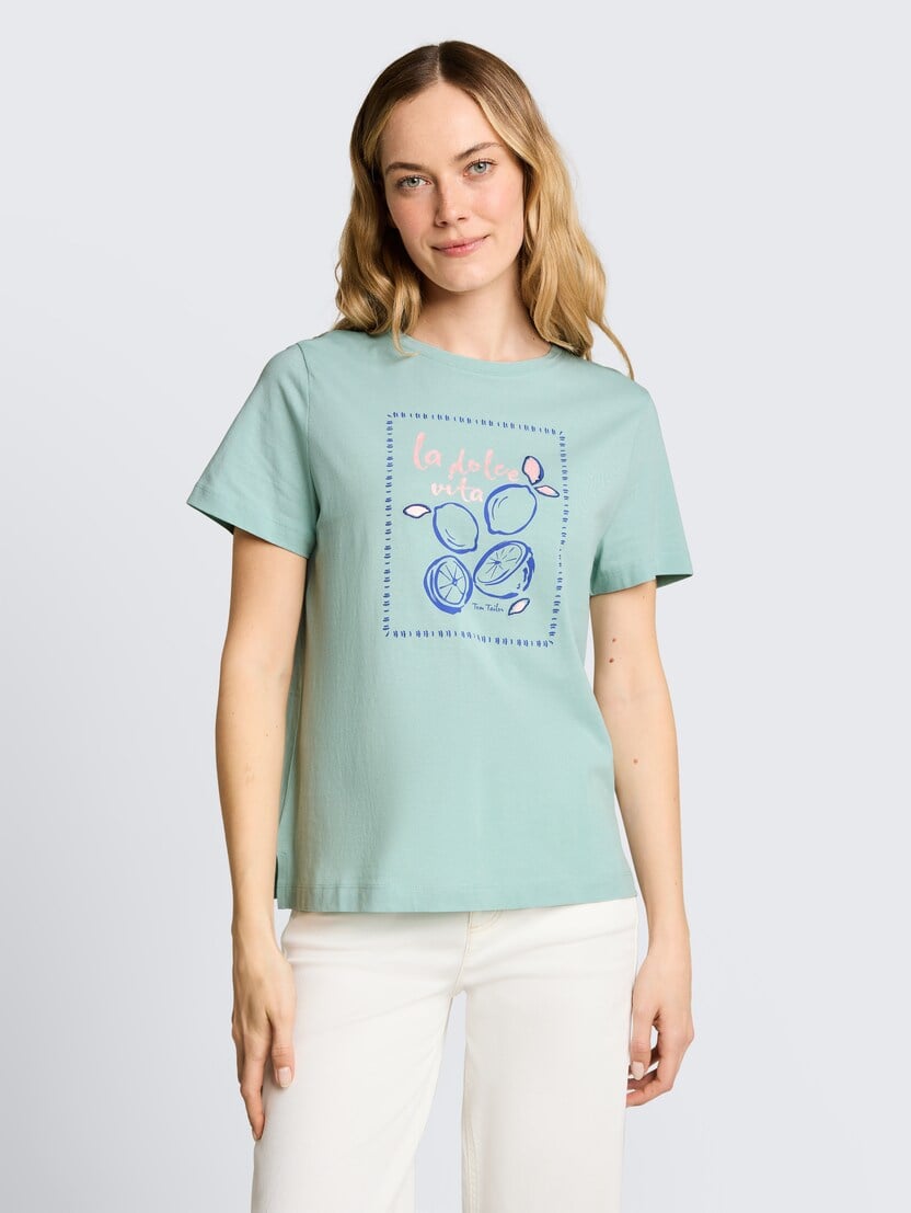 Tricou cu imprimeu - Albastru_2263889