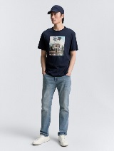 Tricou cu imprimeu - Albastru_2633187