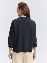 Tricou cu guler ridicat - Albastru_1757327