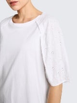 Tricou cu mâneci bufante - Alb_5982501