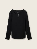 Tricou cu detaliu cu nasturi - Negru_6309756