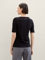 Tricou cu guler tip barcă - Negru_4026463