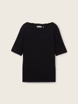 Tricou cu guler tip barcă - Negru_4026463