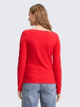 Majica s lađa ovratnikom - Crvena_4278990