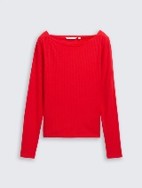 Majica s lađa ovratnikom - Crvena_4278990