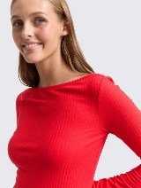 Majica s lađa ovratnikom - Crvena_4278990