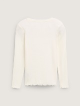 Tricou cu textură rib - Alb_9952416