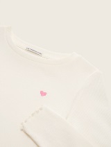 Tricou cu textură rib - Alb_9952416