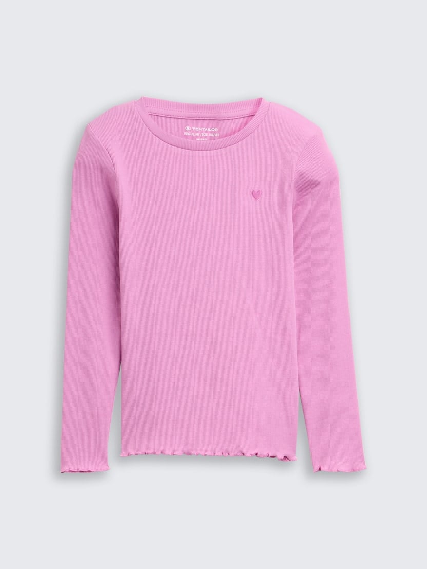 Majica z rebrasto strukturo - Roza_5885595