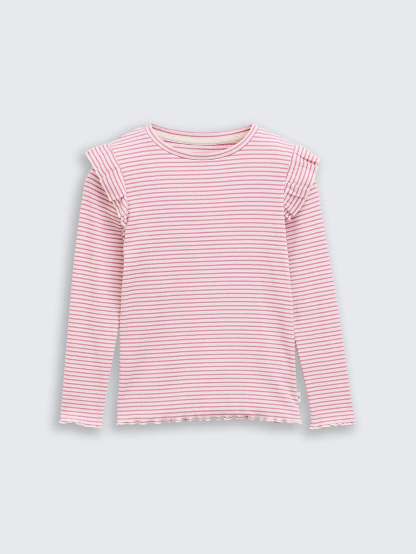 Majica z rebrasto strukturo - Vzorec/večbarvna_2170845