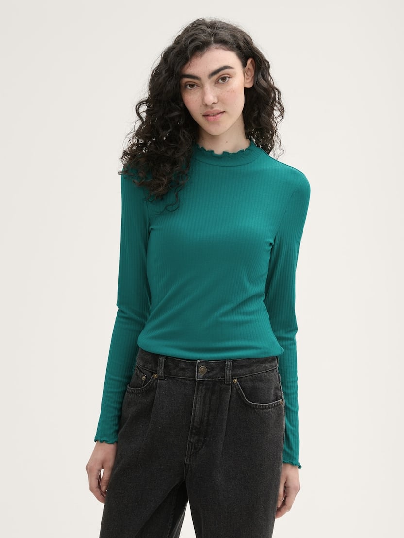 Tricou cu aspect reiat - Verde_9593925