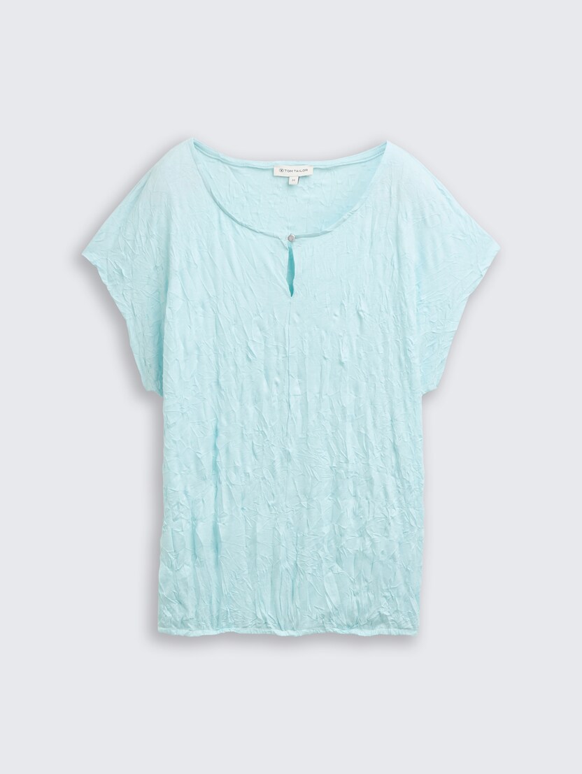 Tricou cu aspect şifonat - Albastru_2796643