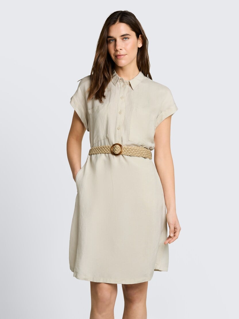 Rochie din amestec de in - Bej-1048008-29517-16