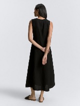 Haljina od mješavine lana - Crna_9469206