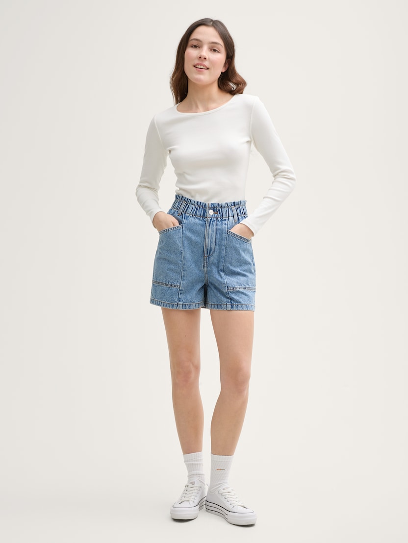  Ohlapne denim kratke hlače - Modra-1046700-10113