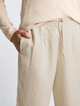 Lanene loose fit hlače - Bež_3149355