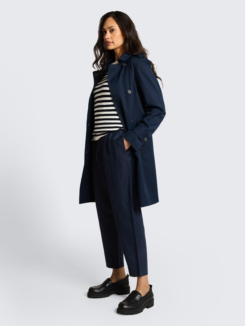 Lanene pantalone opuštenog kroja - Plava_4840790