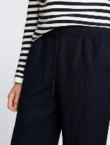 Lanene pantalone opuštenog kroja - Plava_4840790