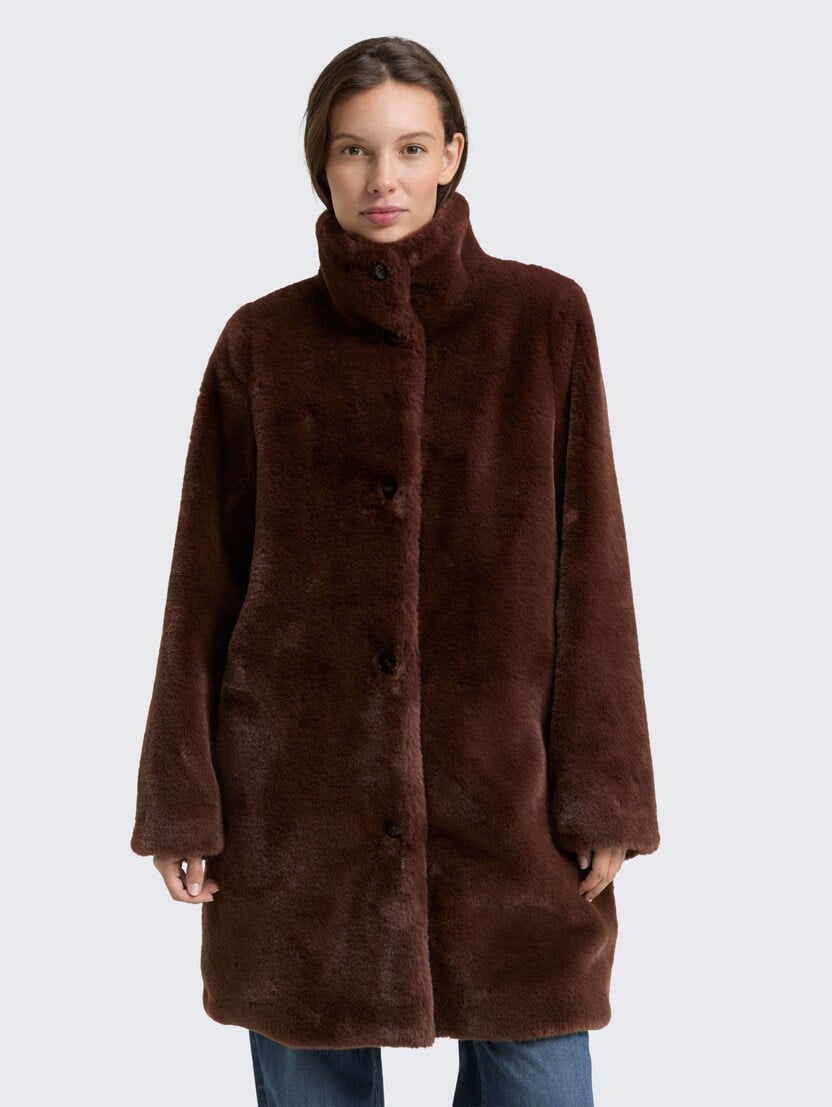 Kaput s umjetnim krznom - Smeđa_955013