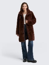 Kaput s umjetnim krznom - Smeđa_955013