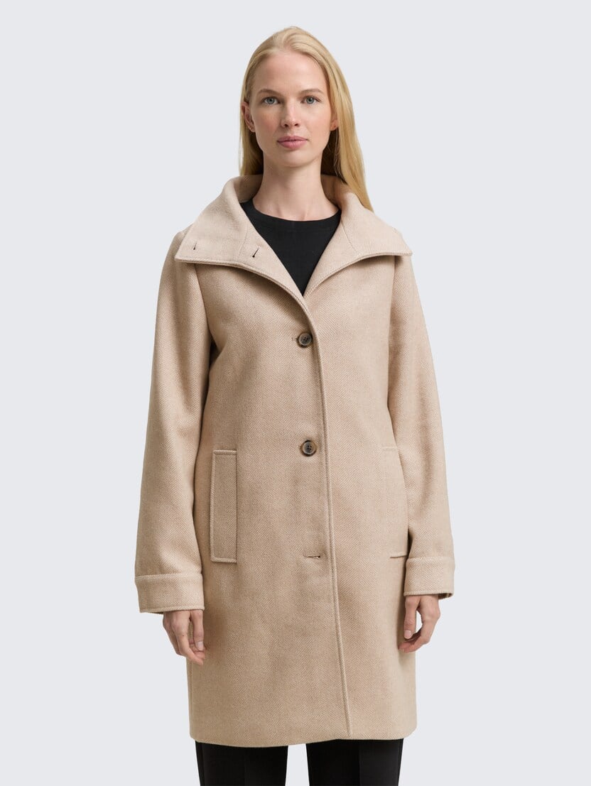 Plašč s stoječim ovratnikom - Bež_9115932