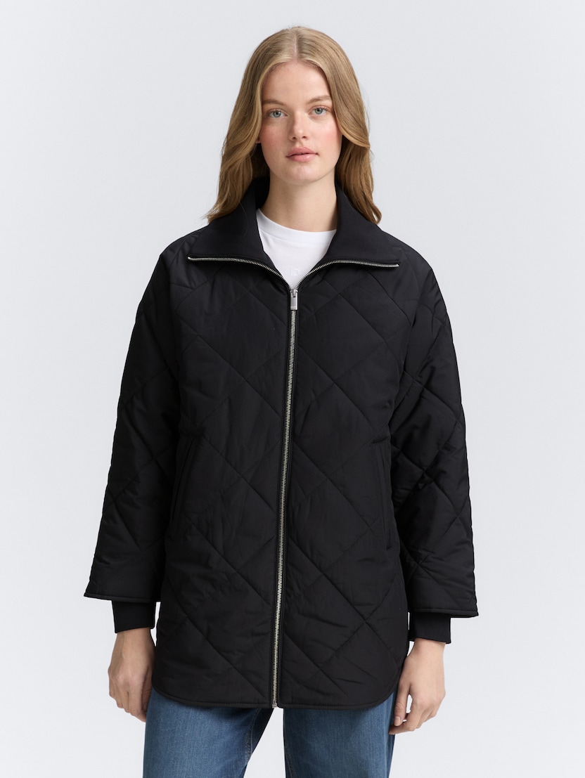 Palton cu guler ridicat - Negru_3641297