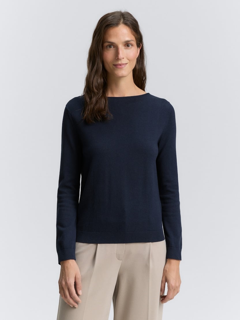 Pleteni pulover - Plava-1047697-10668-15