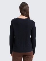 Pleteni džemper sa teksturom - Plava_5186931