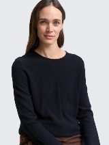 Pleteni džemper sa teksturom - Plava_5186931