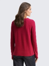 Pulover tricotat texturat - Roşu_213011