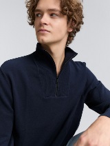 Pulover tricotat tip troyer - Albastru_7199967